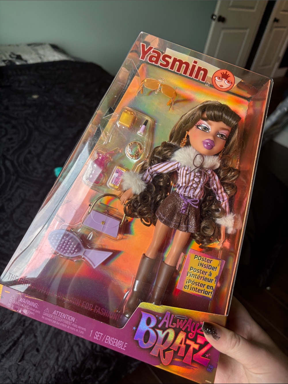 Yasmin Fashion Doll with Purple Accents and Brown Hair
